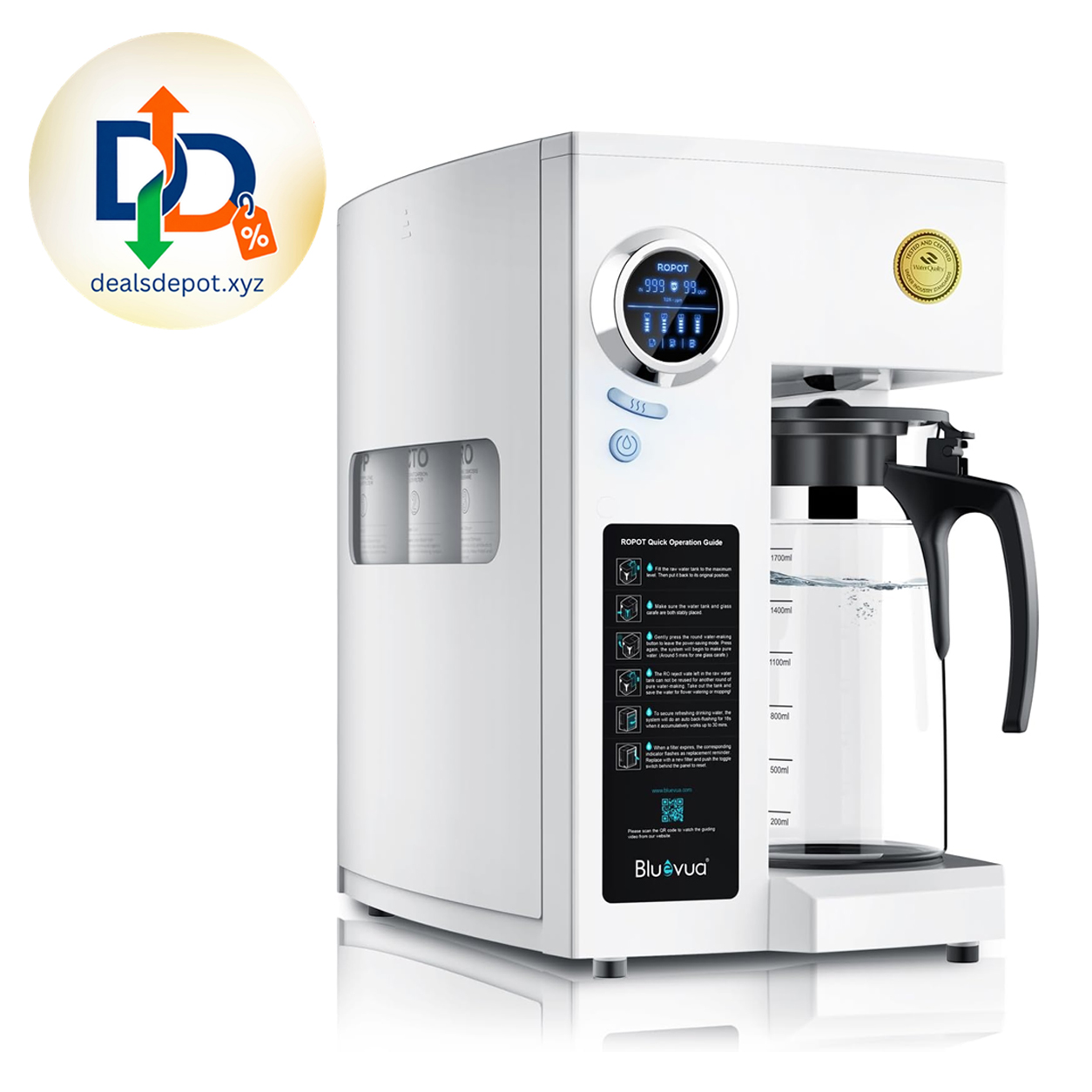 Bluevua RO100ROPOT Countertop Water Filter