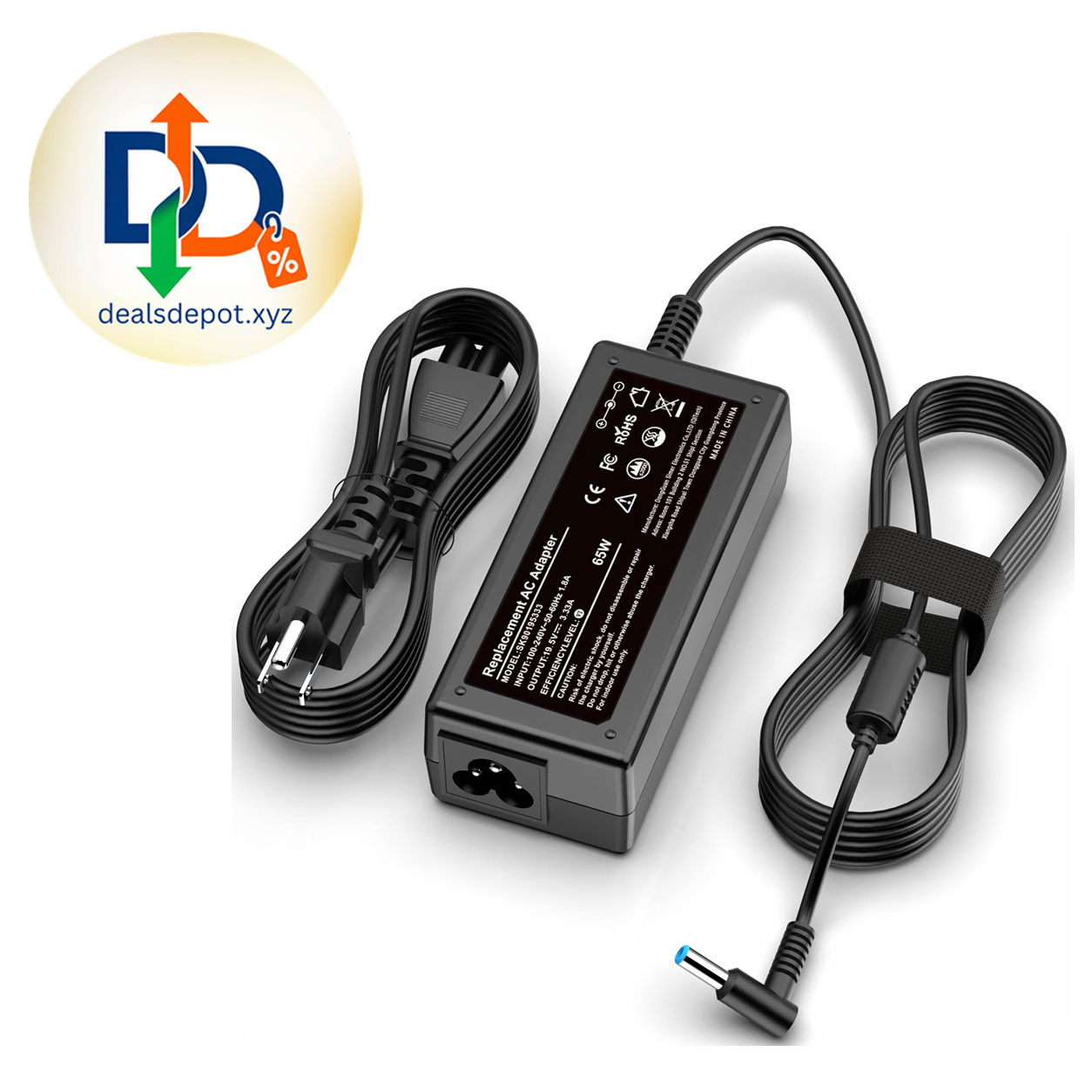 HP Laptop Charger – 65W/45W Smart Blue Tip