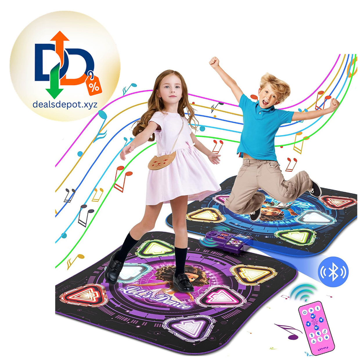 Double Dance Mat for Kids, Light-up 12-Button Single & Double Players Mode Electronic Dance Pad with Wireless Bluetooth 5 Game Modes Christmas Birthday Gift for Girls Boys Ages 3 4 5 6 7 8 8-12