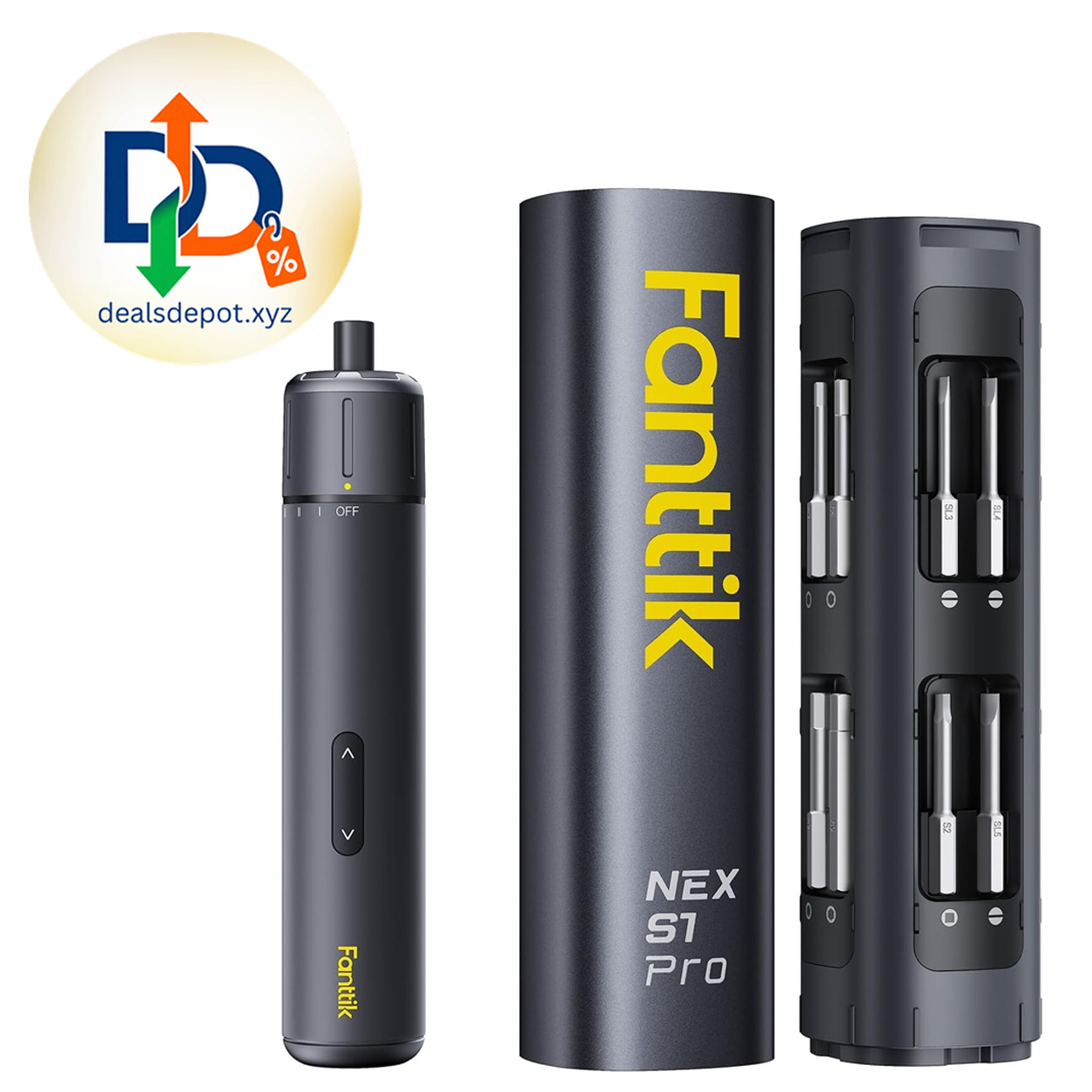 Fanttik S2 Pro Electric Screwdriver, Cordless Screwdriver Set(Space Grey) 7 Torque Settings, 0.5 to 6N.m, 20 Magnetic Bits, 1/4''Hex Shank, with 90° Angle Adapter, for Furniture, Household Repairs