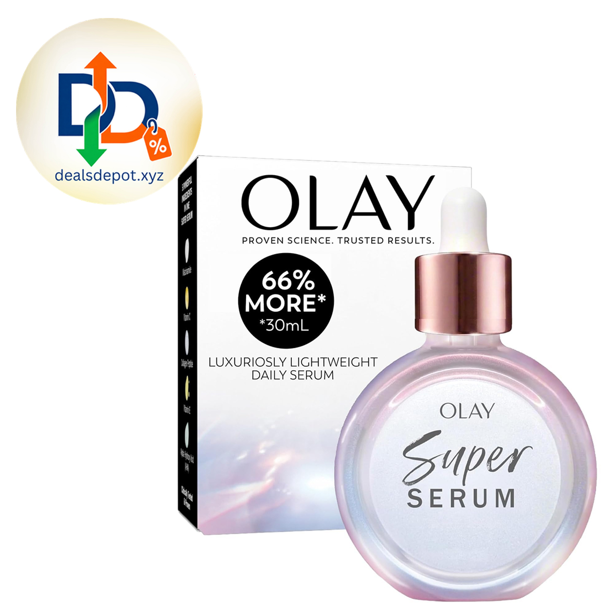 Olay Super Serum - Glow Serum for Face - Activated Niacinamide, Vitamin C & E, Collagen Peptide, AHA - 5-in-1 Benefits - Brightens, Hydrates, Smooths, Firms, Evens Tone, Proactive Anti-Aging, 1.7 Oz