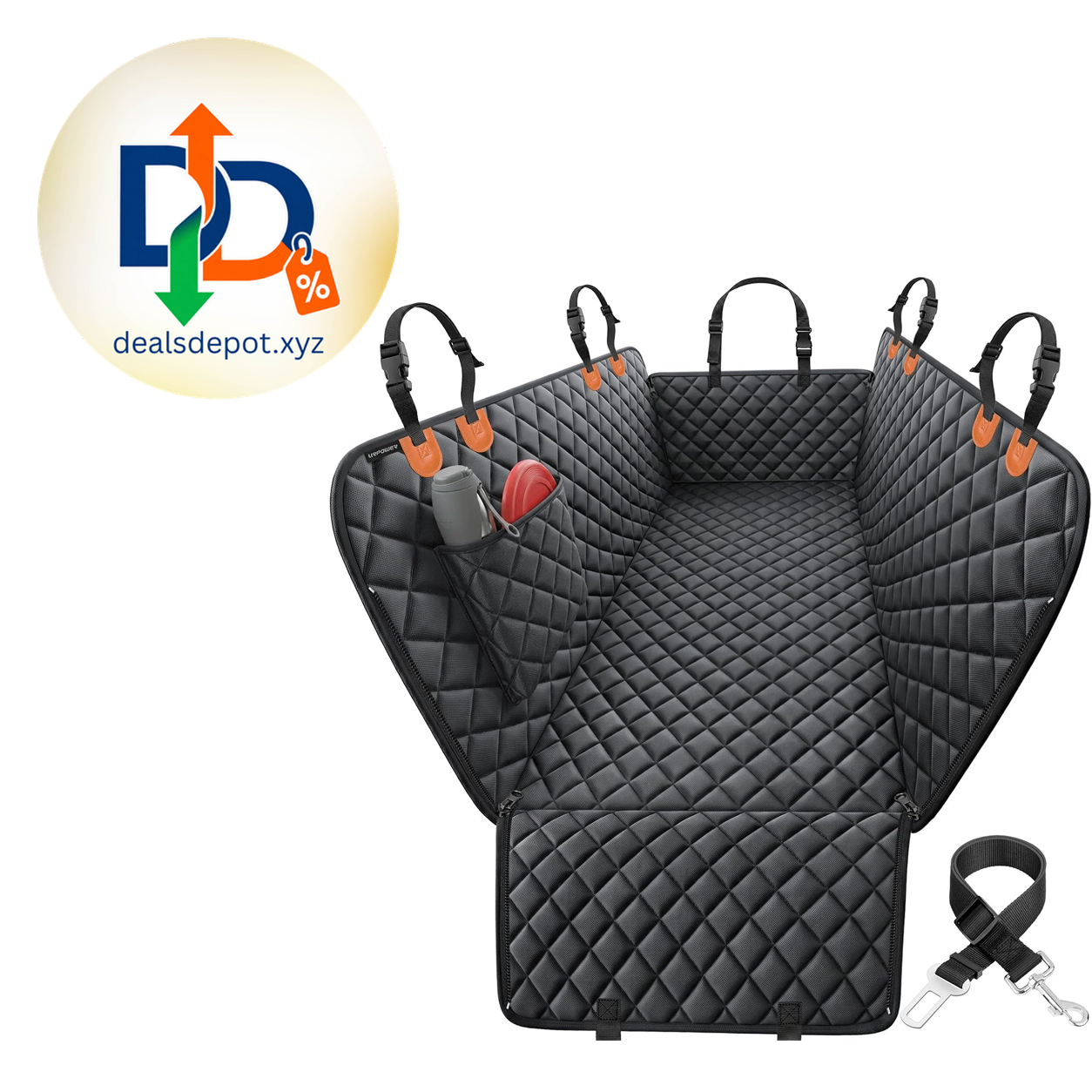 URPOWER Dog Car Seat Cover for Back Seat, 100% Waterproof Hammock for Car 600D Oxford, Zippered Side Flaps, Scratch Resistant, Non-Slip, Easy to Install, With Seatbelt, For Sedan, SUV & Compact Truck