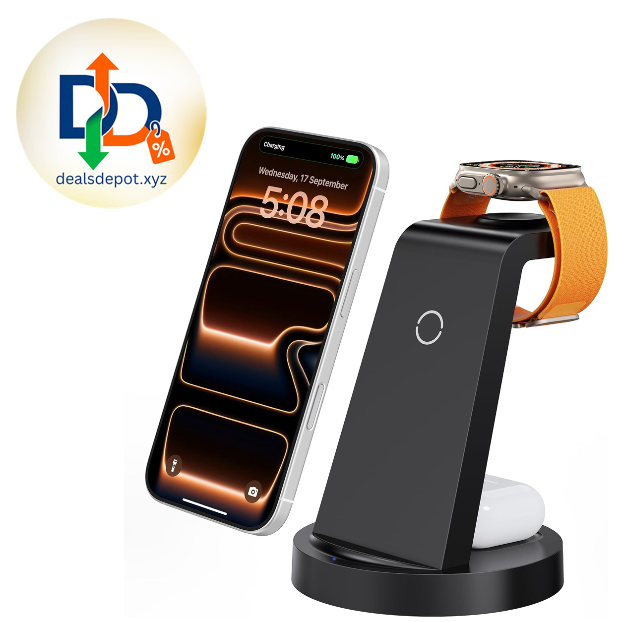 Anlmz 3-in-1 Wireless Charging Station – iPhone, Apple Watch & AirPods