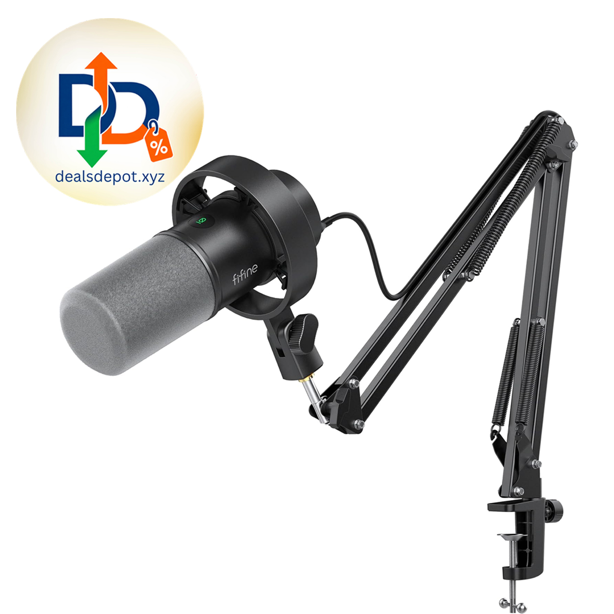 FIFINE AmpliTank K688CT Podcast Microphone Kit, USB/XLR Dynamic Vocal Mic Streaming Mic with Boom Arm for PC/XLR Mixer, with Mute Button, Headphone Jack, Gain Knob, for Gaming Voice-Over Recording