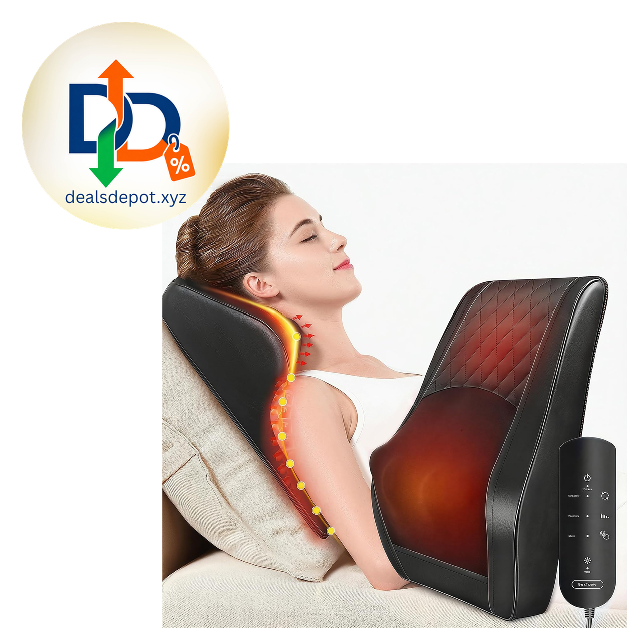 Boriwat Back Massager with Heat, 3D Kneading Massage Pillow for Back, Neck, Shoulder, Leg Pain Relief Deep Tissue, Gifts for Women Men Mom Dad
