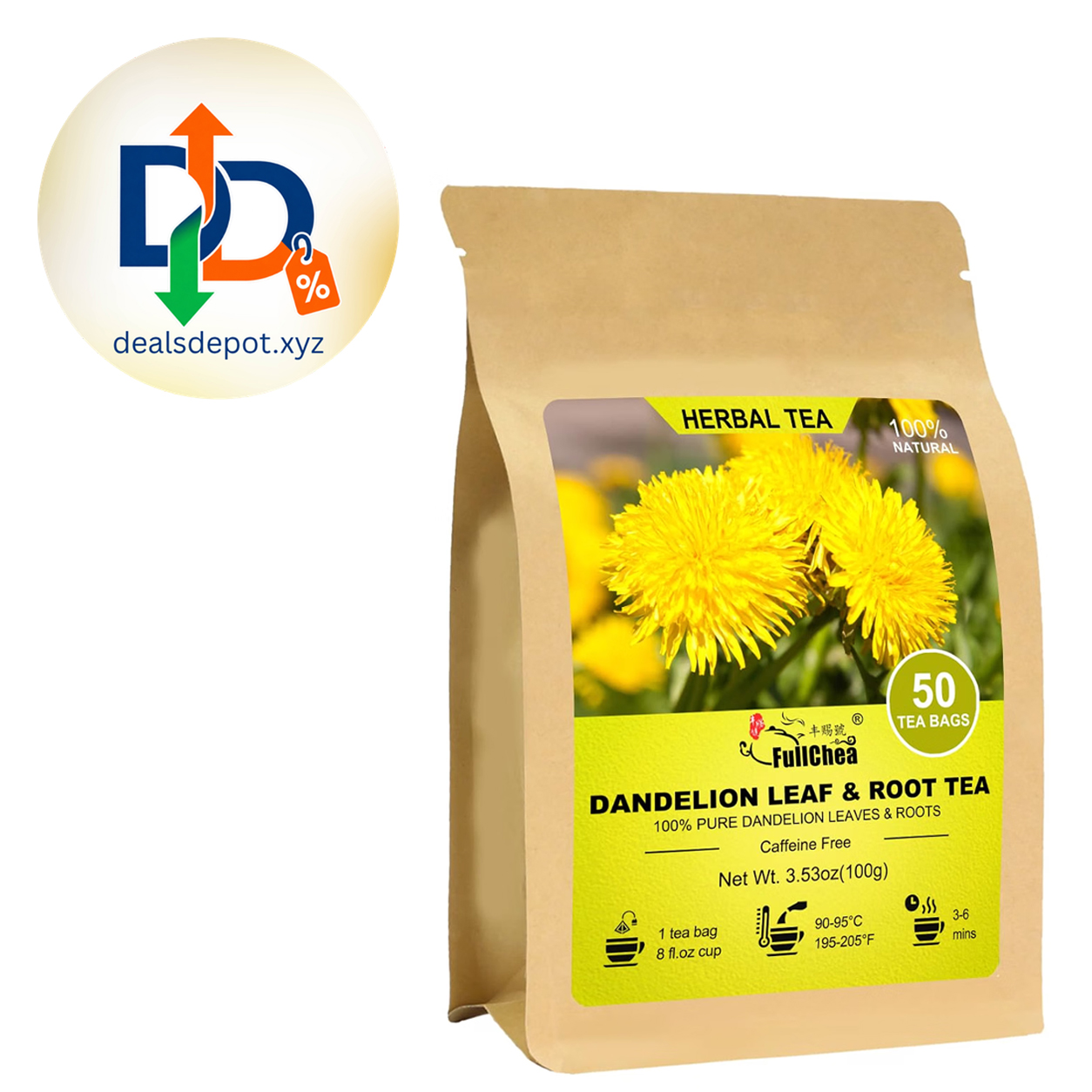 FullChea Dandelion Leaf & Root Tea – 50 Bags
