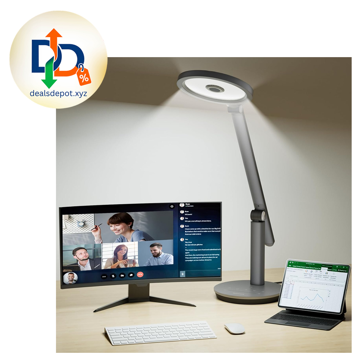 Honeywell H6 Desk Lamp for Home Office, Dimmable Reading Table Light, Gray Sunturalux CRI≥97, RG0 Low Blue Light, Flicker-Free, 800LM Dimmable with Timer for Webcam, Study, Office & Bedroom
