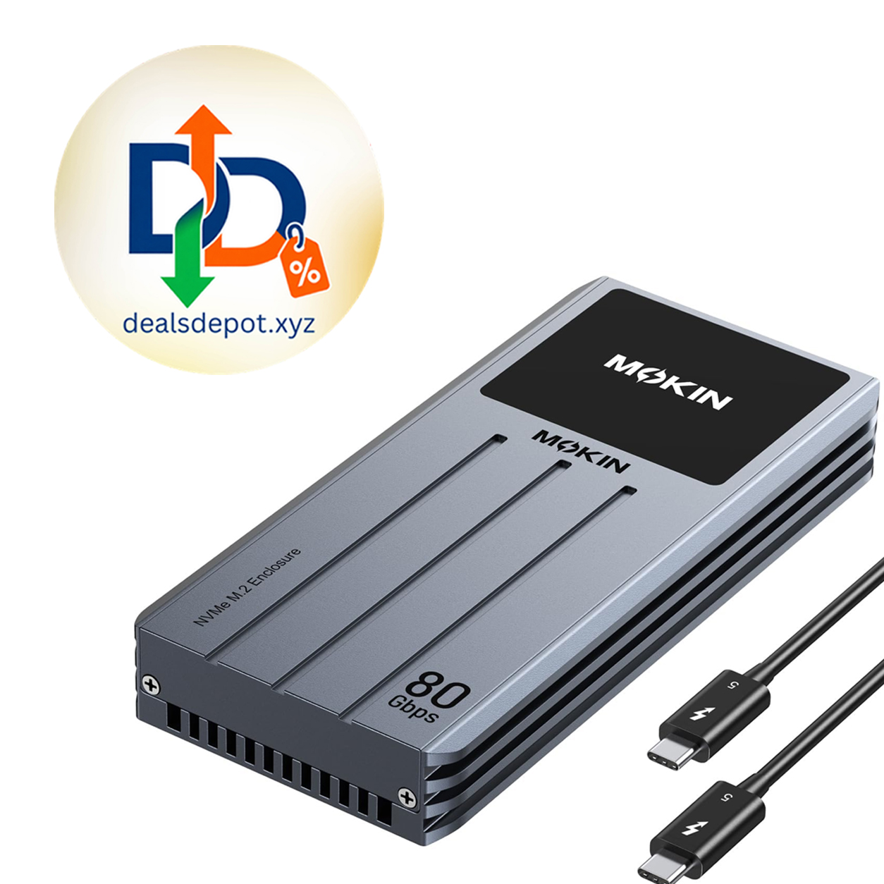 MOKiN 80Gbps M.2 NVMe SSD Enclosure with LCD
