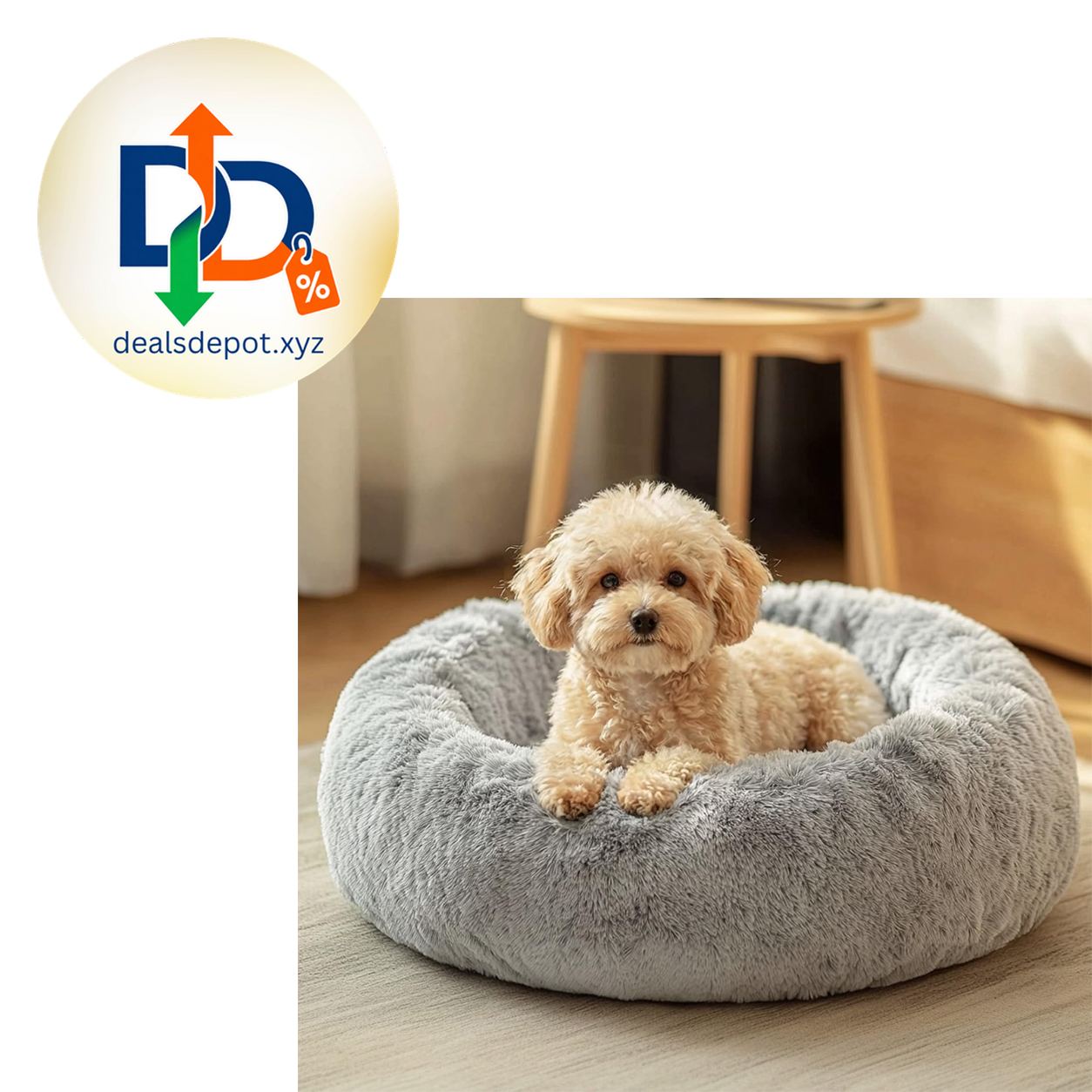 JOLLYVOGUE Small Dog & Cat Bed – 20" Donut Plush Bed