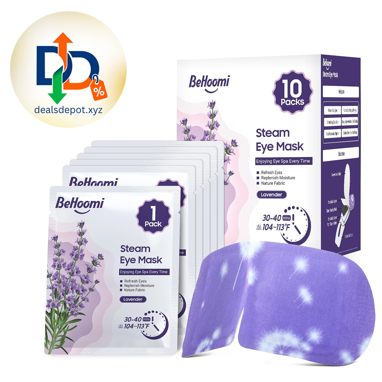 Steam Eye Masks – 10 Pack, Lavender Scent