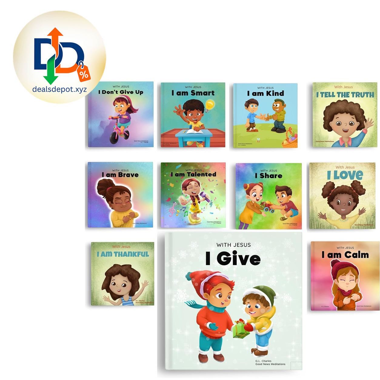 With Jesus Original Kids Bible Books Series – 11 Children Bible Books Bundle (Books 1–11) – Christian Books For Kids Set Featuring Practical Bible ... ... G.L. Charles and Good News Meditations Kids