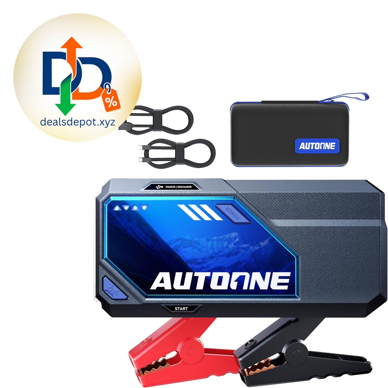 AUTOONE 10000A Car Jump Starter 24000mAh Car Battery Jumper Starter Portable 12V (All Gas/All Diesel) 168W DC Jump Box for Car Battery with Built-in Booster, Type-C Fast Charge Jump Pack