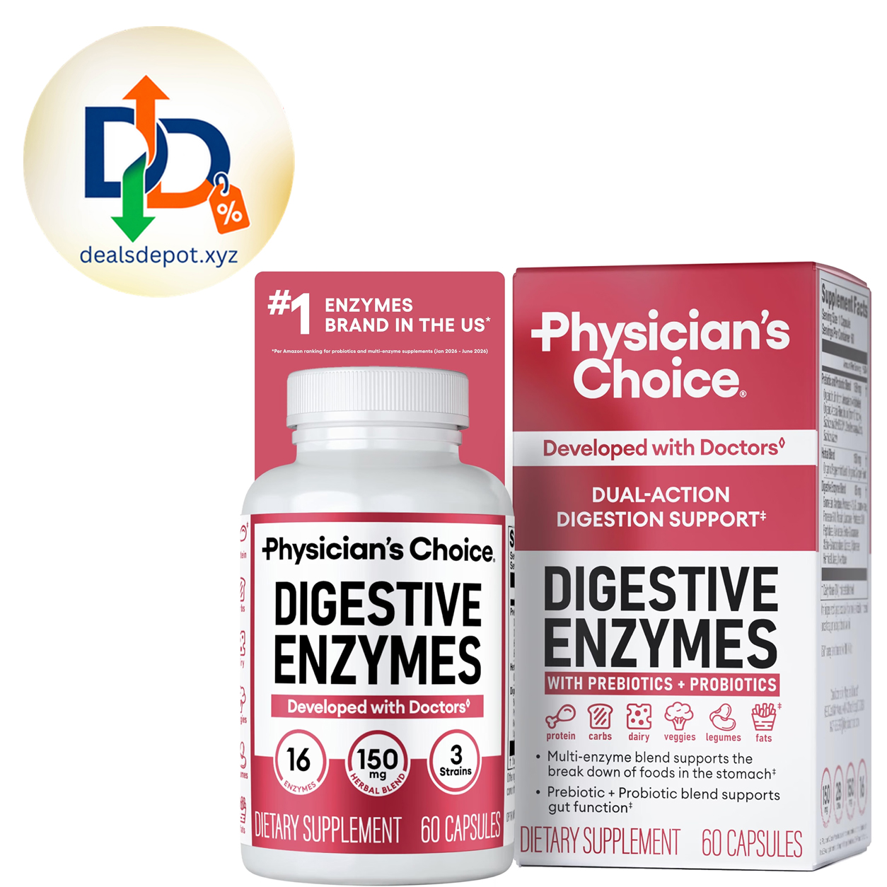 Physician’s Choice Digestive Enzymes – 16 Enzyme Formula
