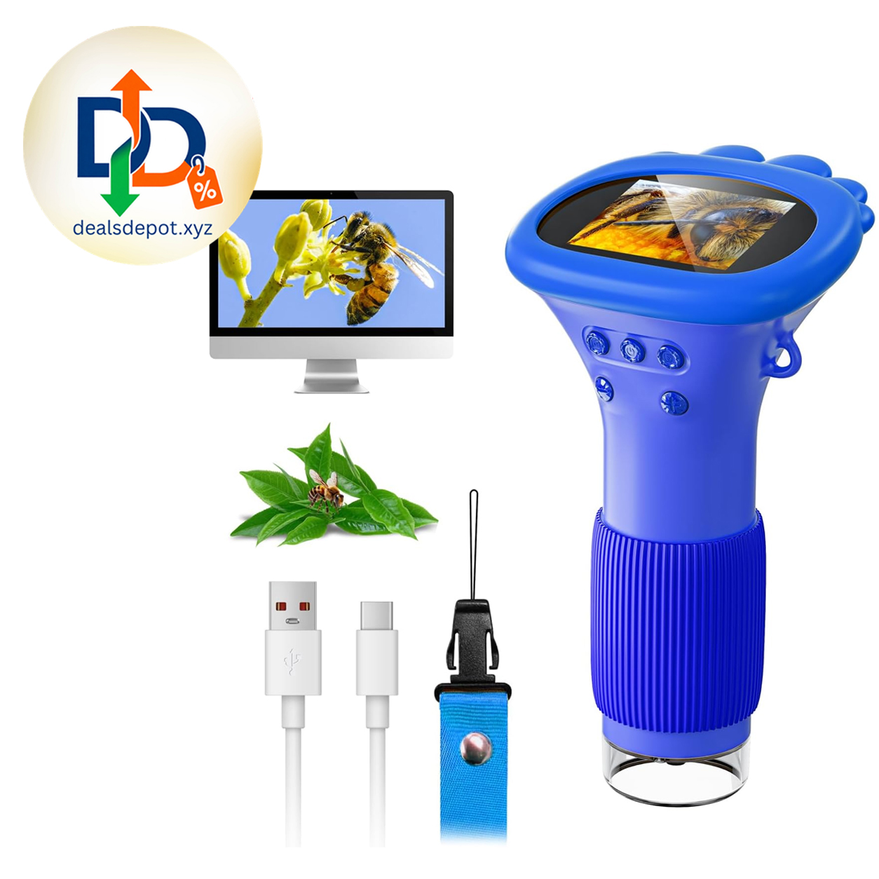 Microscope for Kids, SKYBASIC 2" IPS Screen 1000X Handheld Digital Microscopes HD Pocket Portable Mini USB Microscope Camera, PC Compatible, Science Edu Fun Birthday Gifts Toys for Children Students