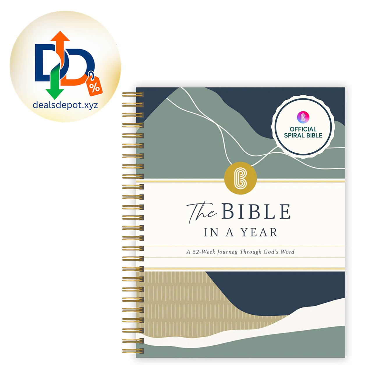 Official Spiral Bible in a Year, 52 Week Bible Study Guide (Mountains) 52-Week Guided Reading Plan, Daily Devotional & Bible Study Journal for Adults & Teens, Wide Margins for Notes, 8.5x11