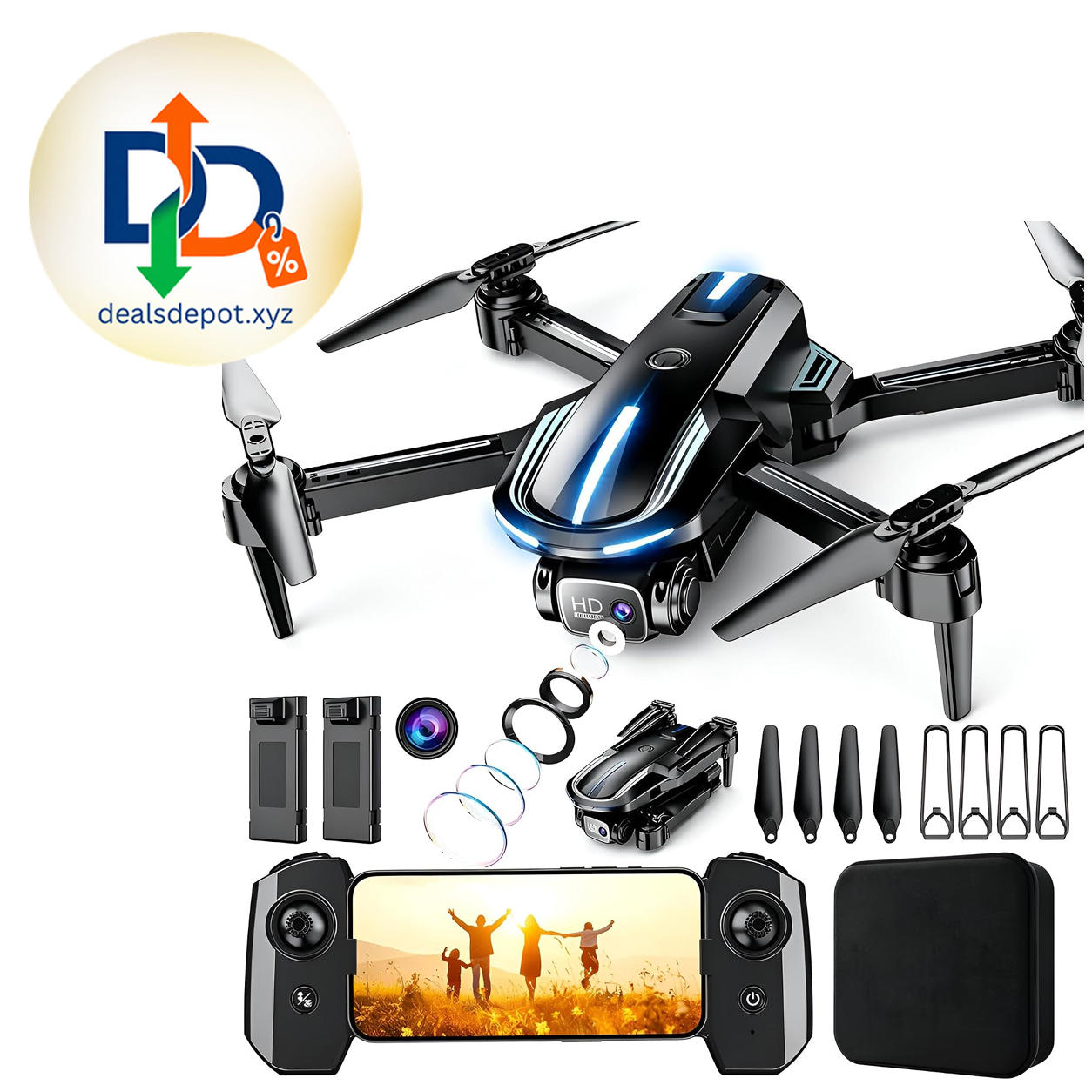 Drone with Camera for Adults Beginners Kids, Fun 1080P Foldable Mini Drone for Exciting Indoor Outdoor Play, RC Quadcopter with 2 Batteries, One Key Start, Easy to Fly, Altitude Hold, 3D Flips