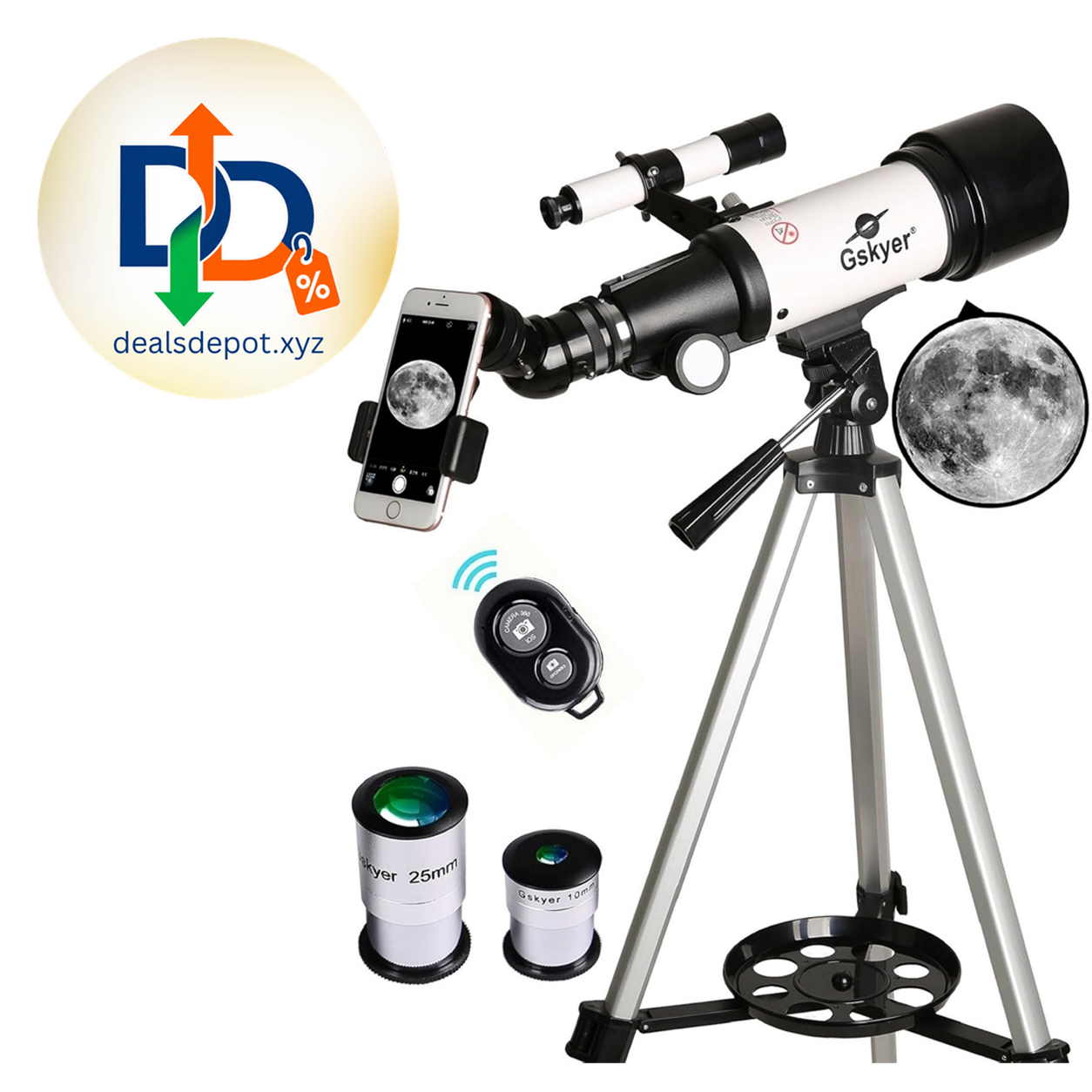 Gskyer Telescope, 70mm Aperture 400mm AZ Mount Astronomical Refracting Telescope for Kids Beginners - Travel Telescope with Carry Bag, Phone Adapter and Wireless Remote.