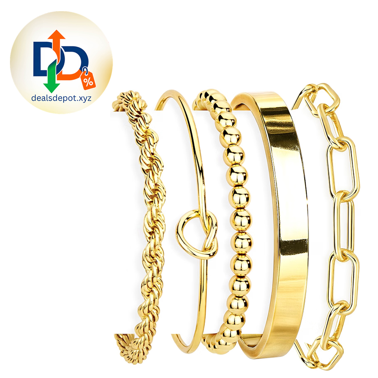 14K Gold-Plated Bracelet Set for Women