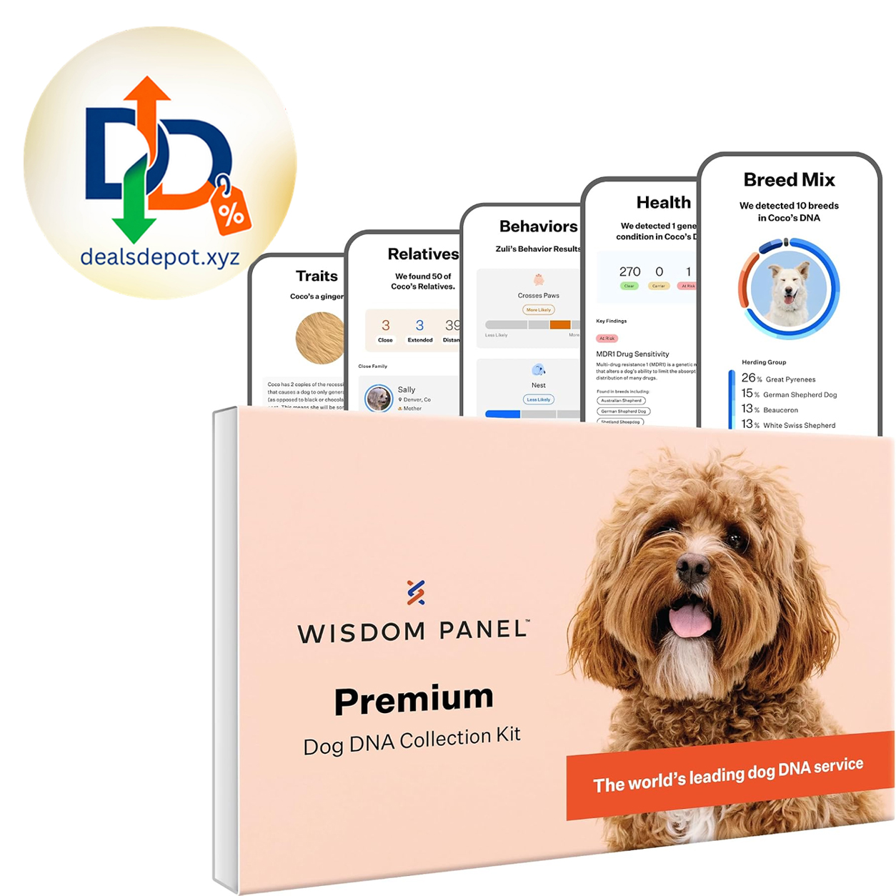 Wisdom Panel Premium Dog DNA Test, 270+ Health Tests, 430+ Breeds Most Comprehensive Dog DNA Test Kit for 270+ Health Tests, 430+ Breeds & Ancestry, 50+ Traits, 25+ Behaviors & Relative Match
