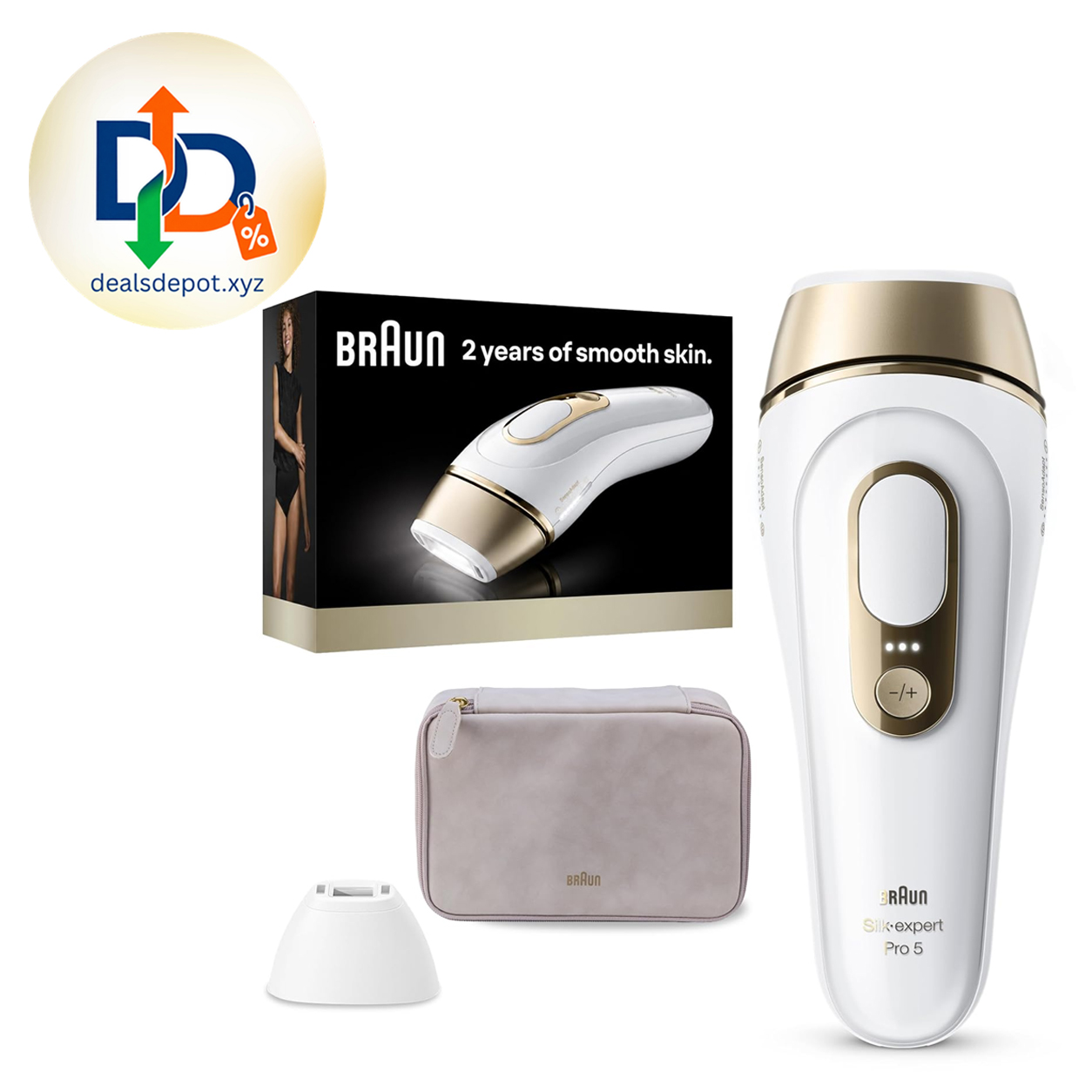 Braun IPL, Silk·Expert Pro 5, IPL Hair Removal for Women and Men, Permanent Laser Hair Reduction At-Home, 2 Heads, Pouch, IPL5137