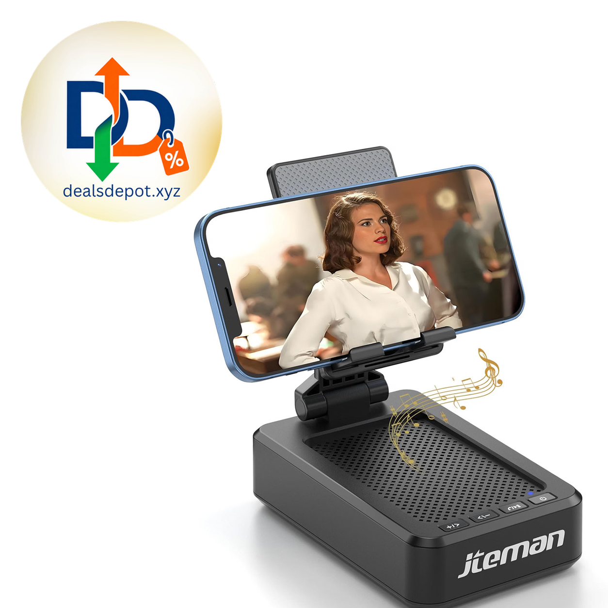 JTEMAN Phone Stand with Bluetooth Speaker