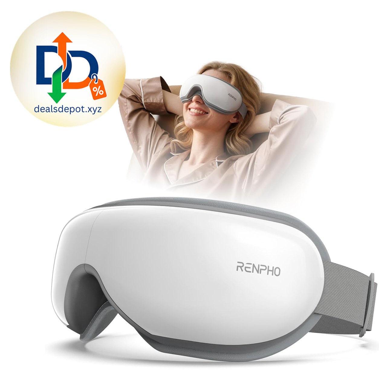 RENPHO Eyeris 1 Eye Massager with Heat, Heated Massage Eye Mask Vibration Massage for Head Tension, Eye Strain, Dry Eyes & Dark Circles, FSA Eligible HSA, White