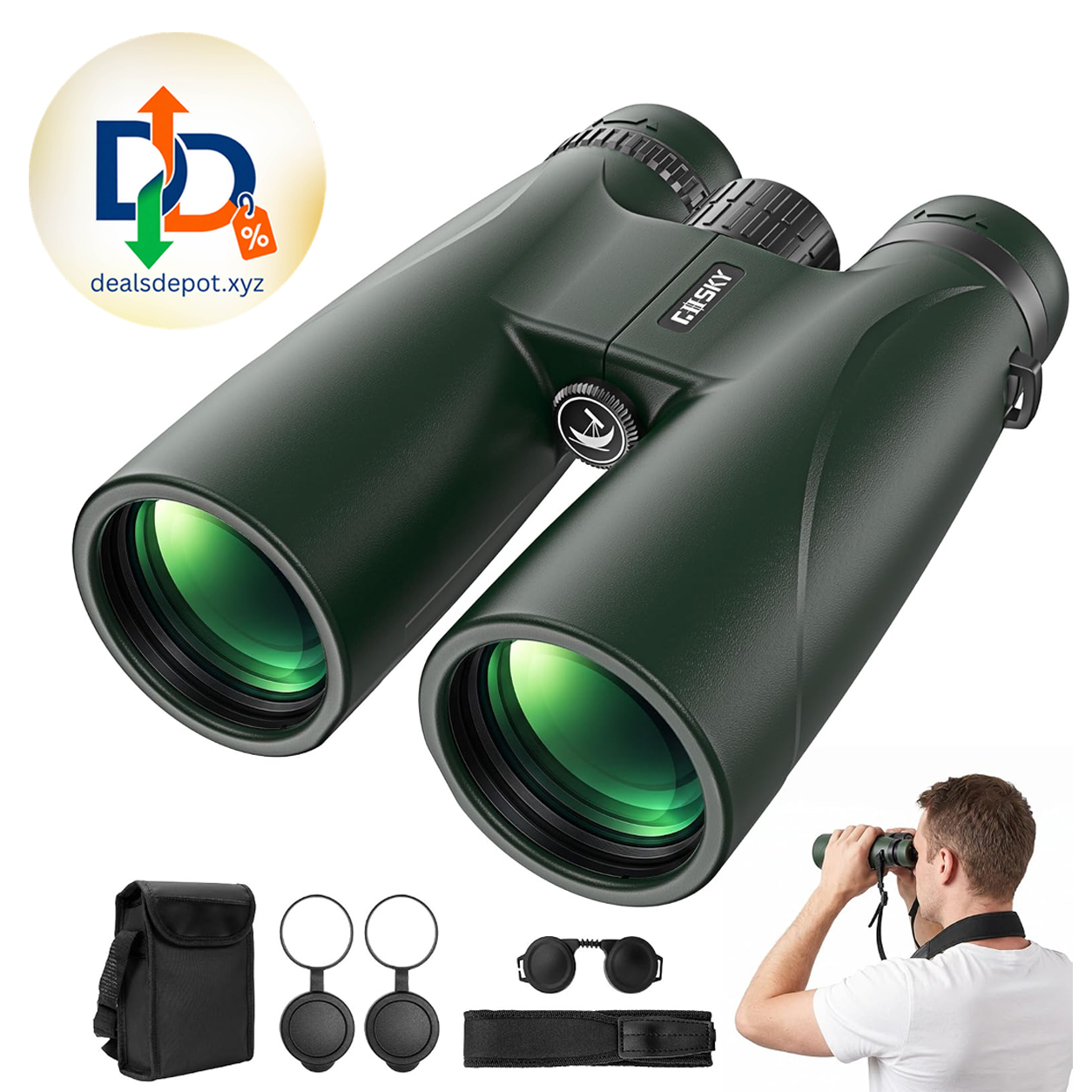 Gosky 12x52 Professional Binoculars for Adults High Powered Large View with Clear Low Light Vision - BaK4 Prisms Binoculars for Bird Watching Cruise Ship Travel Safari Outdoor Sports