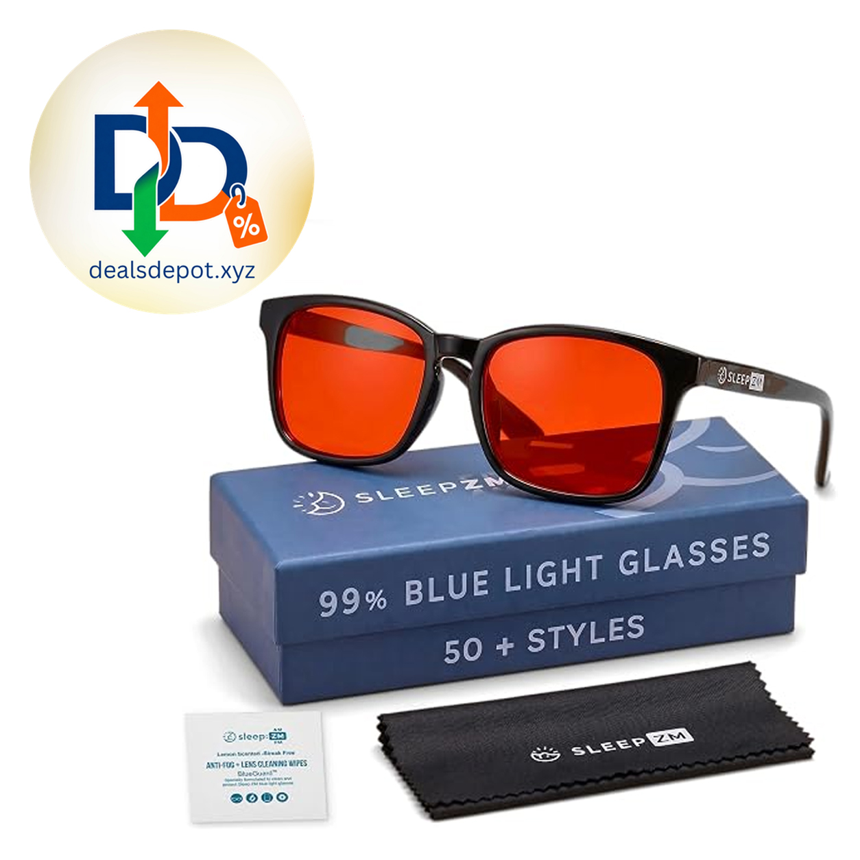 Blue Light Blocking Glasses for Sleep - 99% Amber, Black Wayfarer Eases Migraines, Great for Screens, Gaming & Focus, Comfy Fit