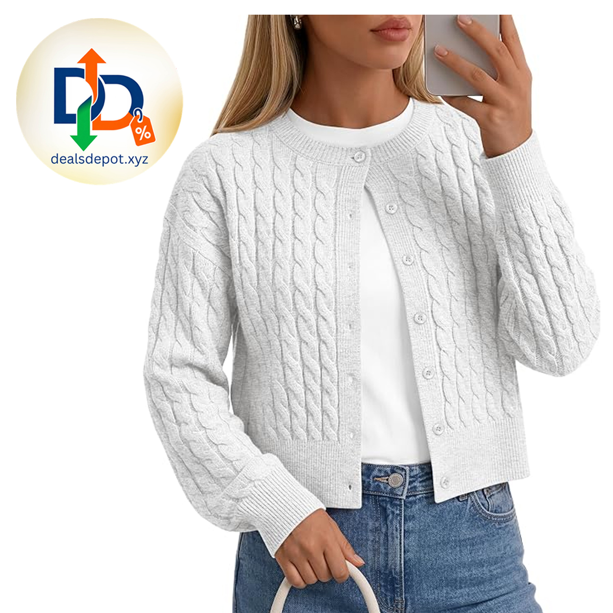 Trendy Queen Women's Cropped Cardigan Sweaters Cable Knit 2026 Fall Outfits Lightweight Knit, Button Up, Fashion Y2K, Date Night, Business Casual, Office Work, Comfy Winter Clothes, Cute Outerwear