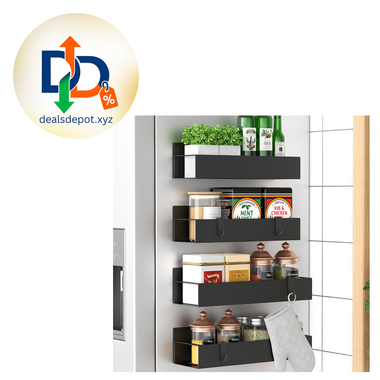 HuggieGems Magnetic Spice Rack – 4 Pack