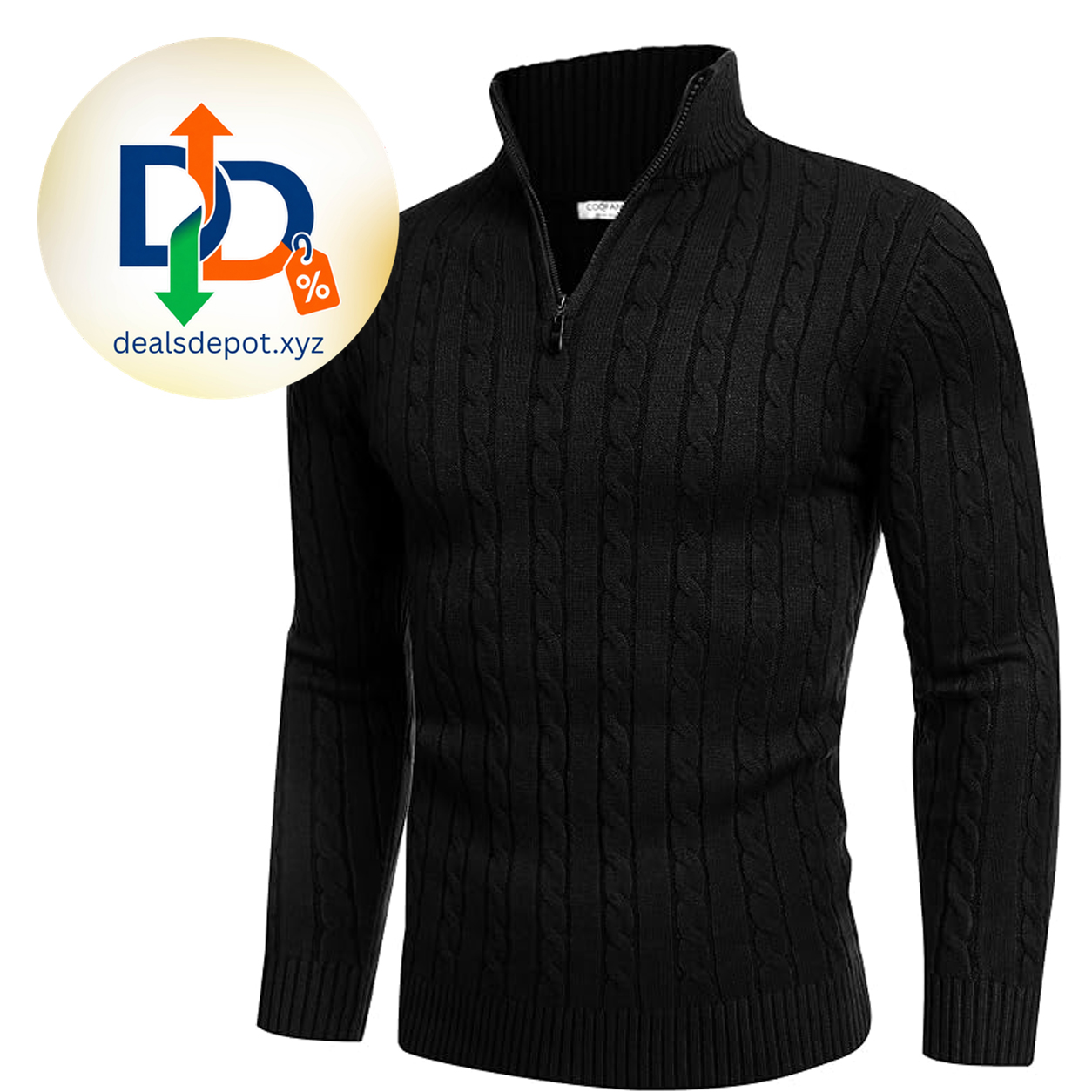 COOFANDY Men's Quarter Zip Sweater Slim Fit Casual Knitted Turtleneck Pullover Mock Neck Polo Sweater