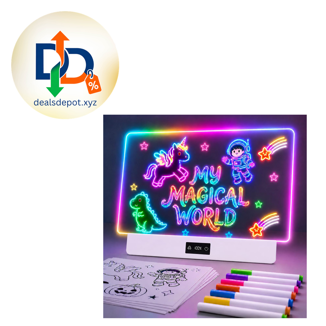 16" LED Drawing Board for Kids – 8 Colors