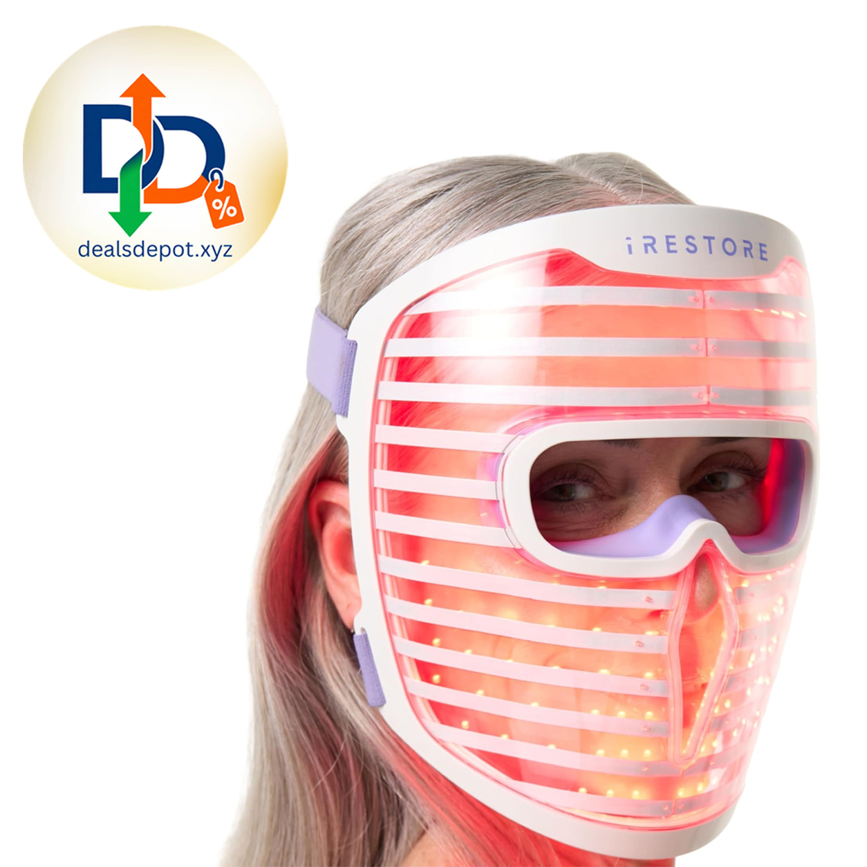 iRestore LED Face Mask for Youthful Skin, Red Light Therapy for Face, Red, Blue & Infrared Therapy for Wrinkles, Fine Lines, Dark Spots with 360 LEDs, Skincare Device for Women & Men