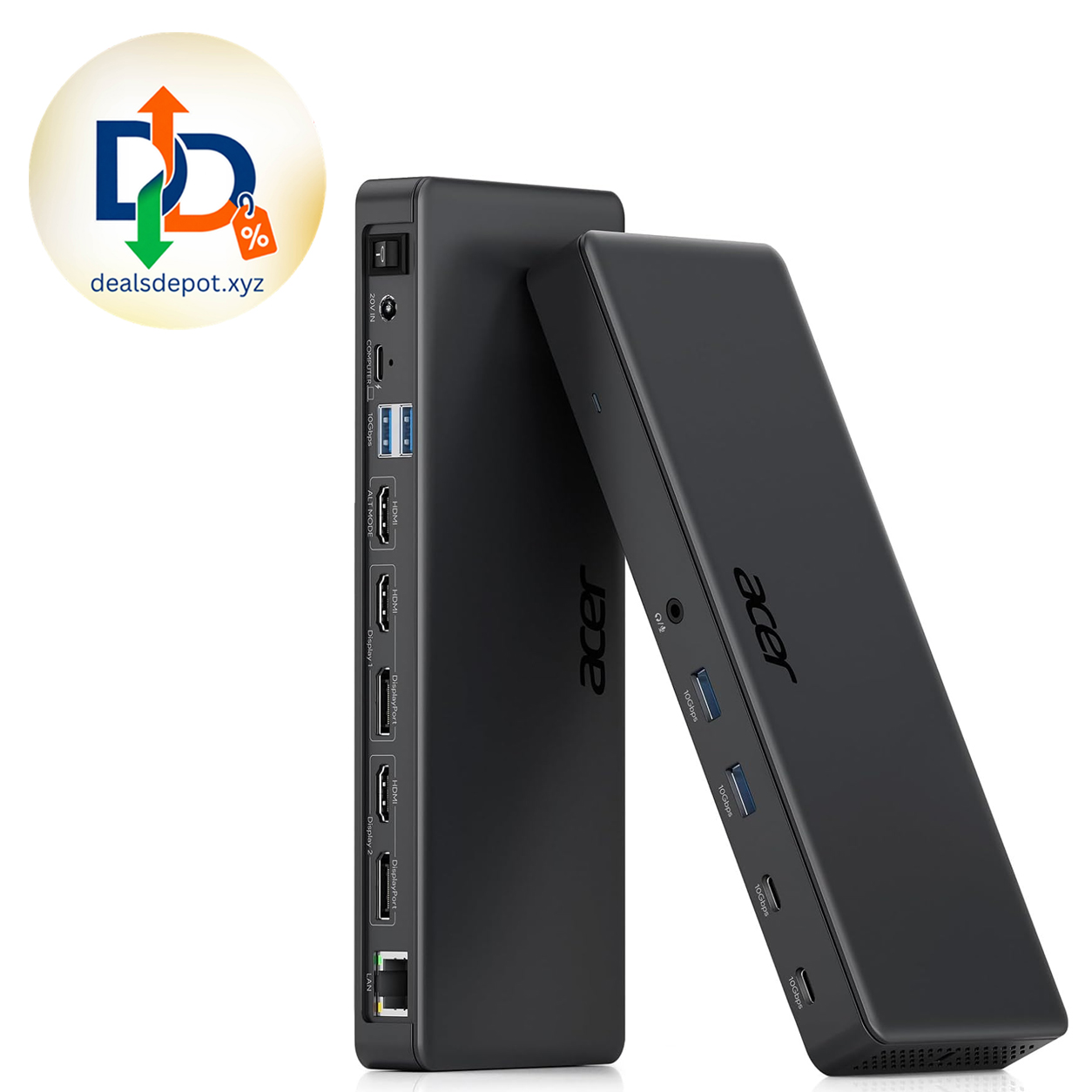 Acer Displaylink Docking Station 3 Monitors 4K@60Hz, USB-C Dock for MacBook 15-in-1 Laptop Docking Station with 3 HDMI + 2 DP, 130W Power Adapter, 10Gbps Data Transfer, Gigabit Ethernet, 3.5mm Audio