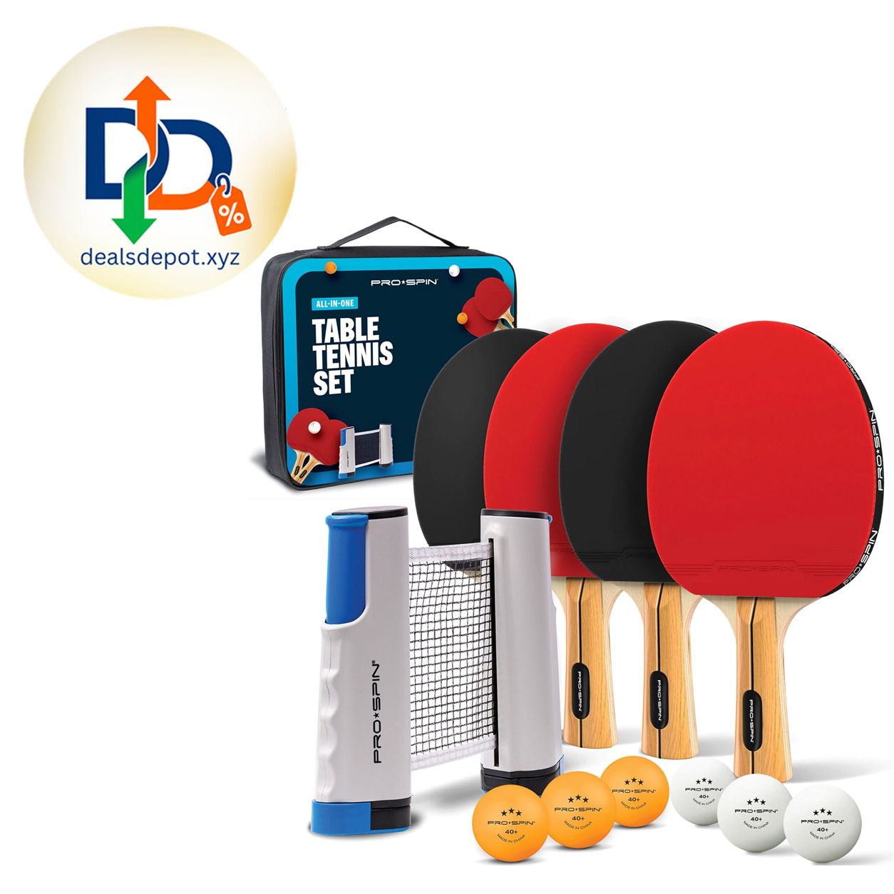 PRO-SPIN Portable Ping Pong Set – All-in-One