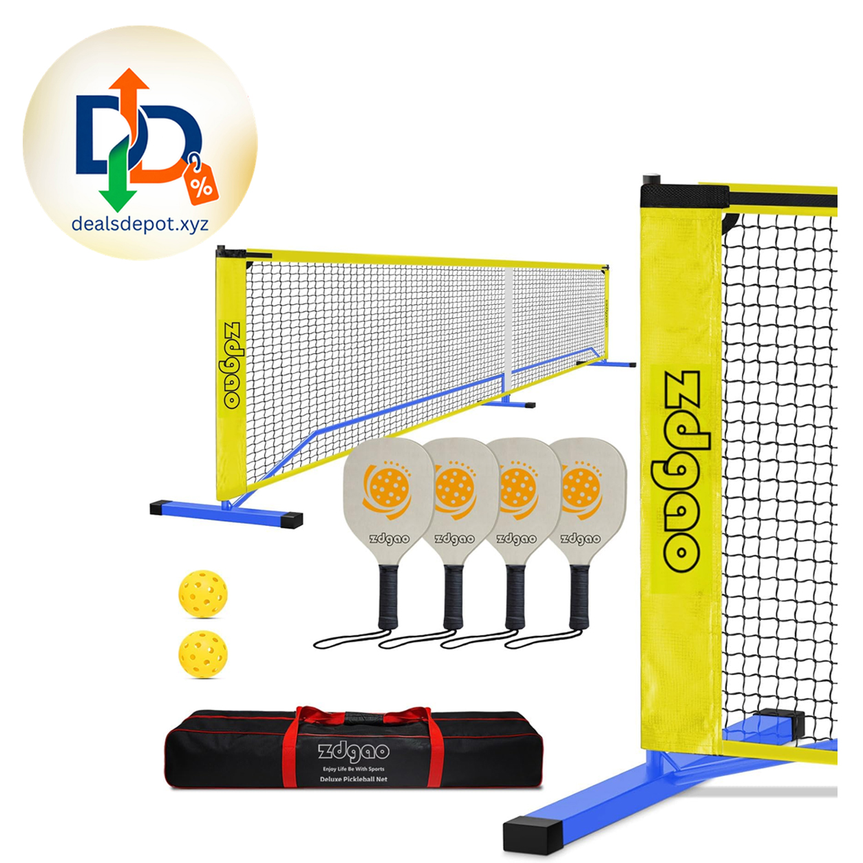 Portable Pickleball Net with 4 Paddles Set for Indoor & Outdoor 22 FT Regulation Size Net, Weather-Resistant Steel Frame, Outdoor Pickle balls, Easy Setup for Driveway, Backyard