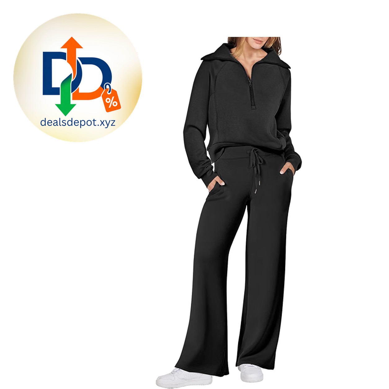 ANRABESS Women’s 2-Piece Quarter-Zip Lounge Set