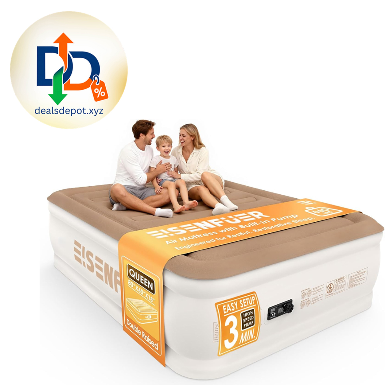 Air Mattress Queen with Built-in Pump
