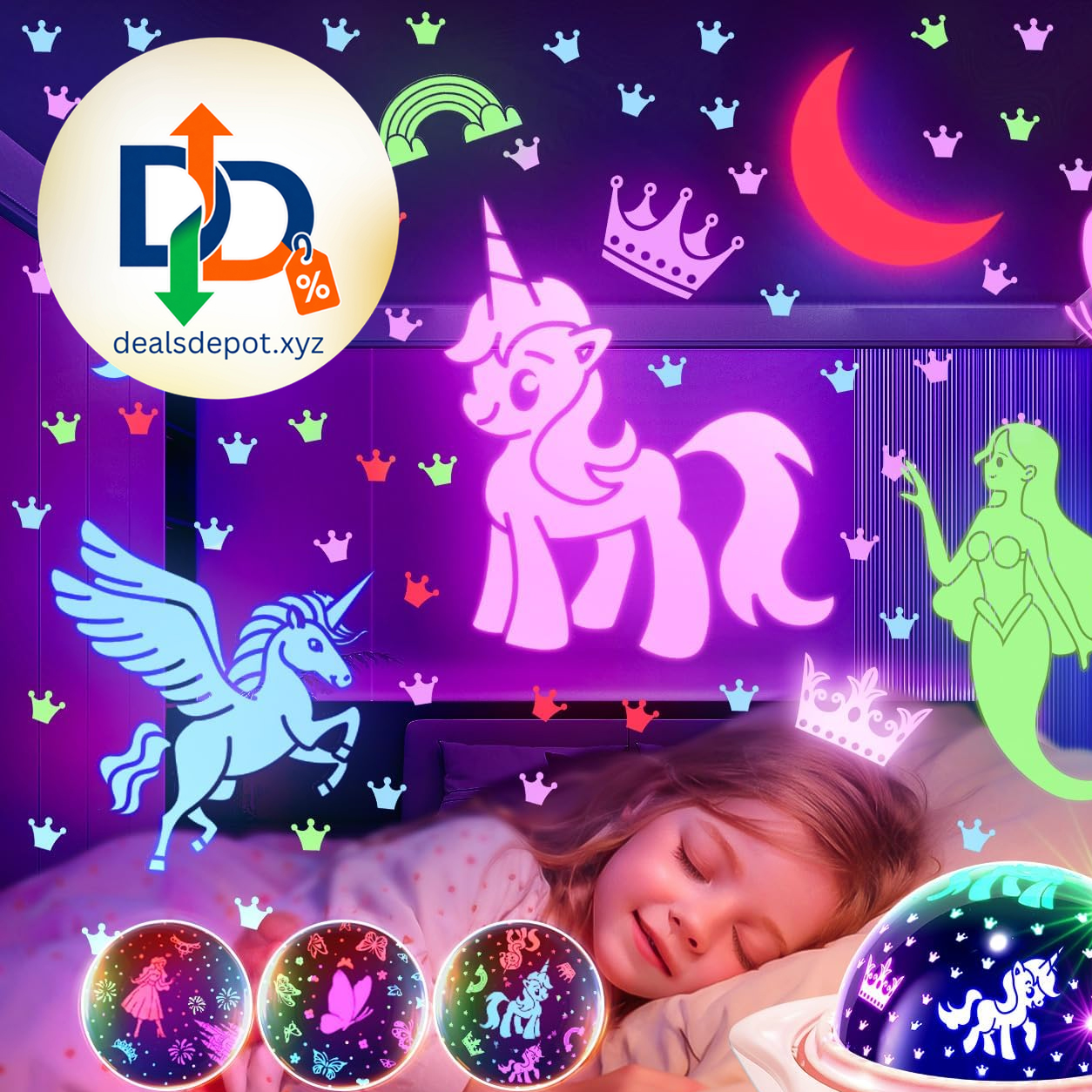Unicorn Toys for Girls Age 4-6 Gifts, 6 Film Night Light Projector for Kids Cute Pink Star Unicorn Princess Mermaid Pony Toys,Birthday Gifts for Girls1-8 Year Teens,Kawaii Room Decor Rechargeable Lamp