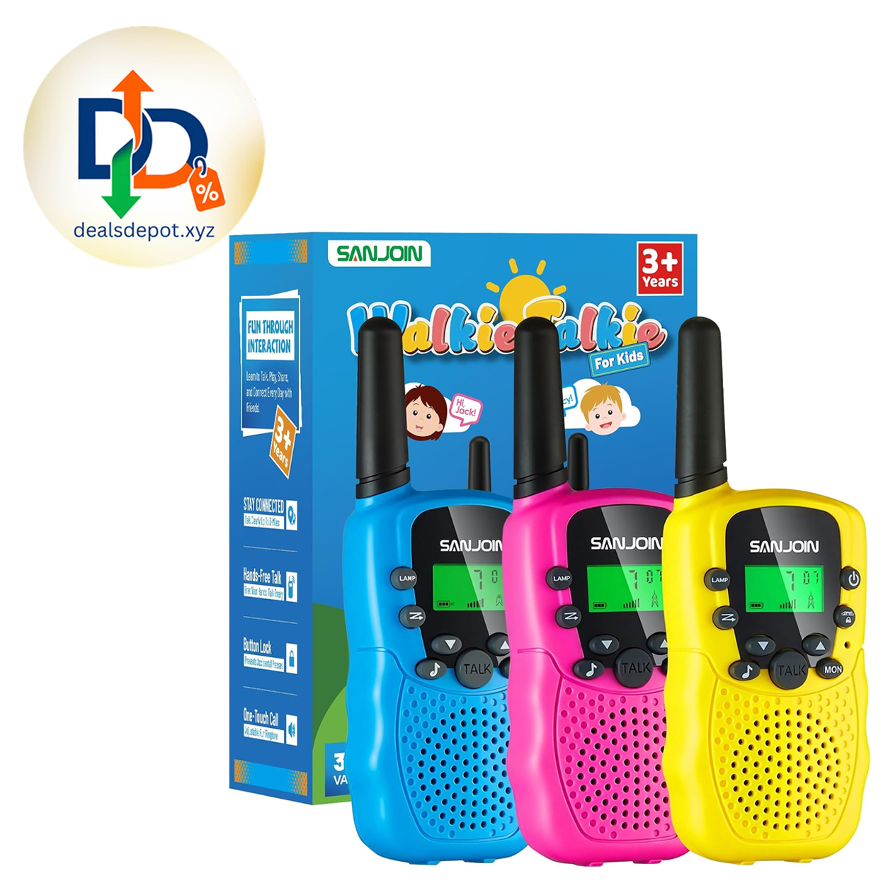 SANJOIN Walkie Talkies for Kids, Birthday Gifts for Girls 4 5 6 7+Years Old 3 Miles Long Range, Clear Sound, 22 Channels 2 Way Radio to Camping Hiking Outdoor Games Toys for Girls Boys Ages 3-12