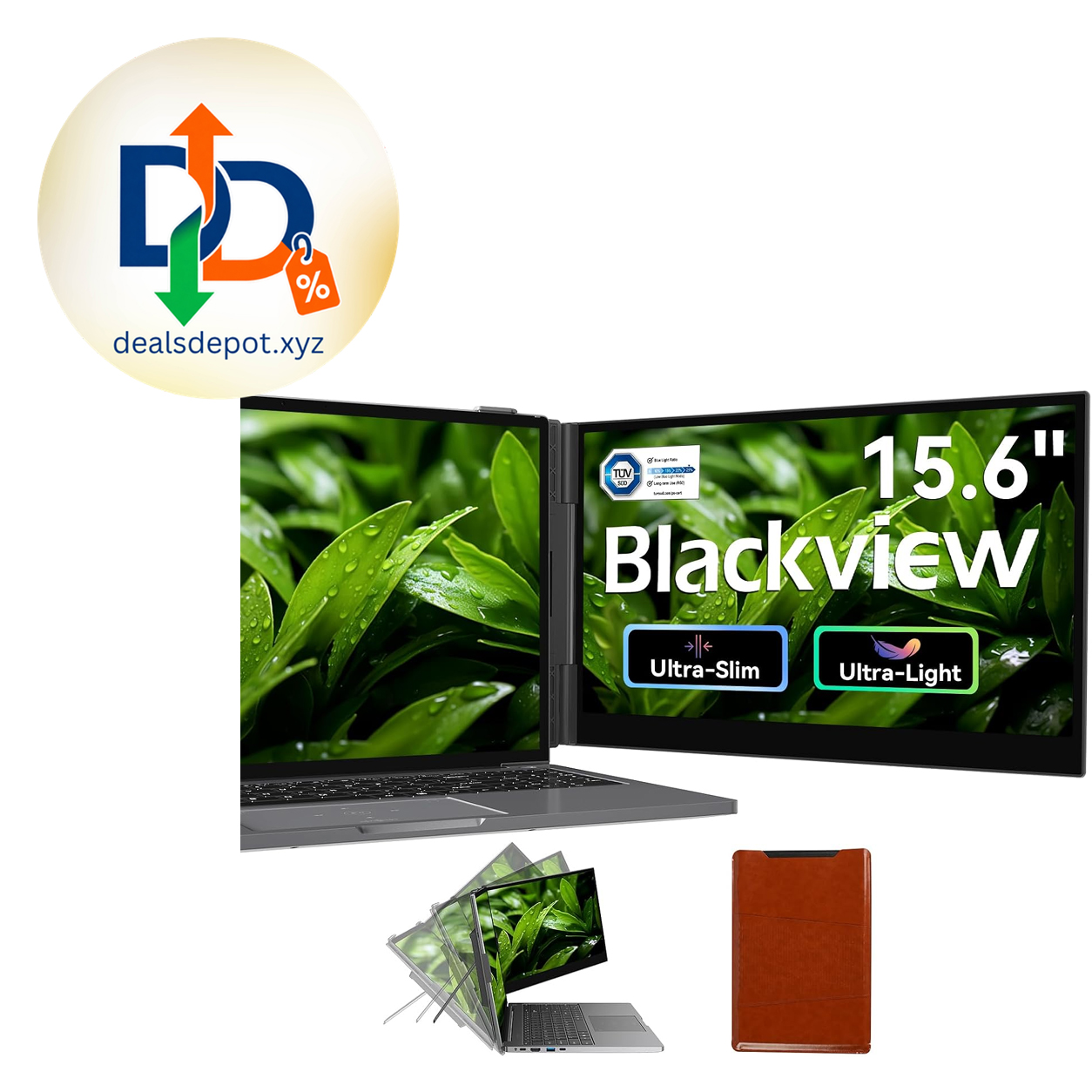 Blackview Laptop Screen Extender, 1.7lbs Ultra-Light & 0.17" Ultra-Slim, 15.6" FHD 1200P IPS Portable Laptop Monitor Extender,Travel Dual Monitor for 14-17",Plug & Play for Windows/Mac/Android/Switch