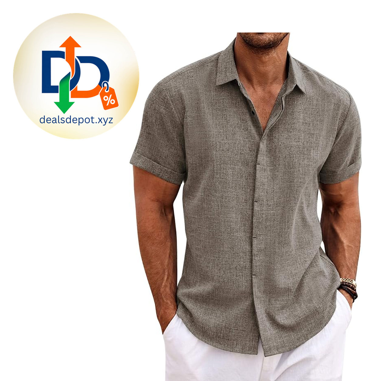COOFANDY Men's Linen Shirts Short Sleeve Casual Shirts Button Down Shirt for Men Beach Summer Wedding Shirt