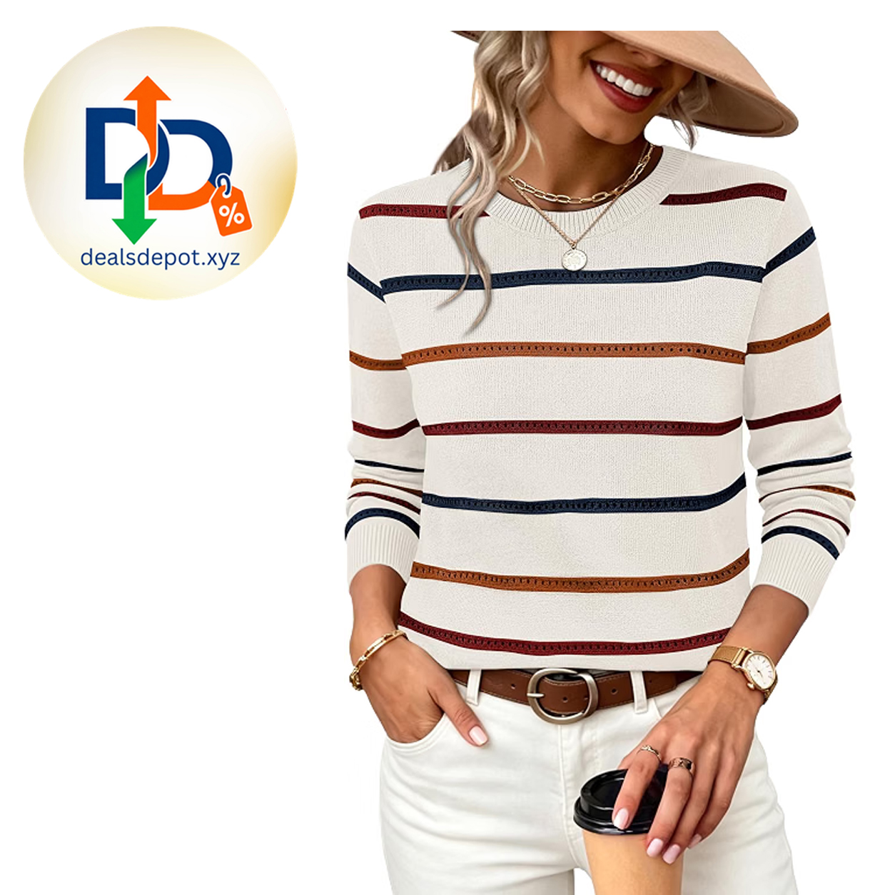 WIHOLL Women’s Hollow-Out Knit Sweater