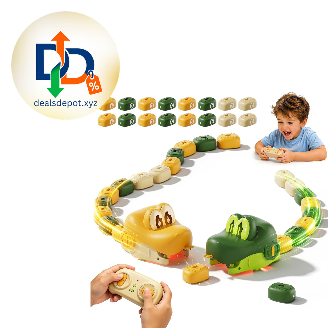 Remote Control Snake Toy for Kids, Magnetic Snake Game with Music, 2P 2.4GHz RC Toys with Light, Fun STEM Family Games, Racing Battles, Gifts for Boys Girls Adults Ages 4 5 6 7 8 9 10+