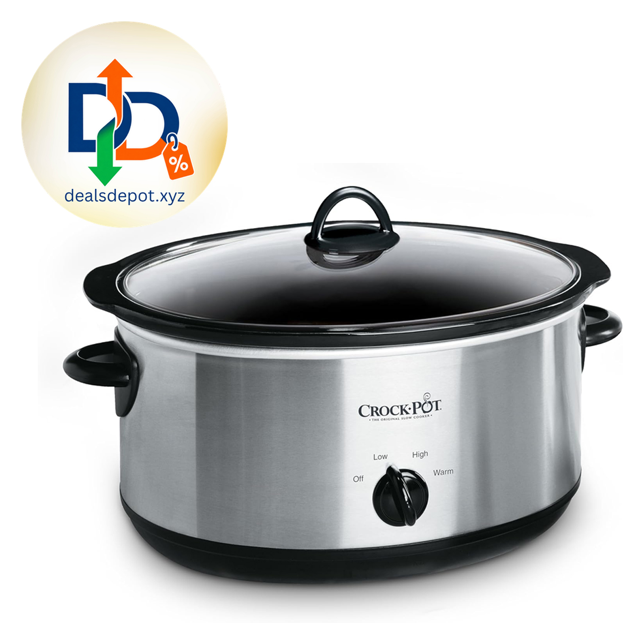 Crock-Pot 7-Quart Manual Slow Cooker, Family Size Serves 8+ People & Fits 6-lb Roast, Removable Stoneware with Warming Setting, Dishwasher Safe for Easy Cleanup, Stainless Steel