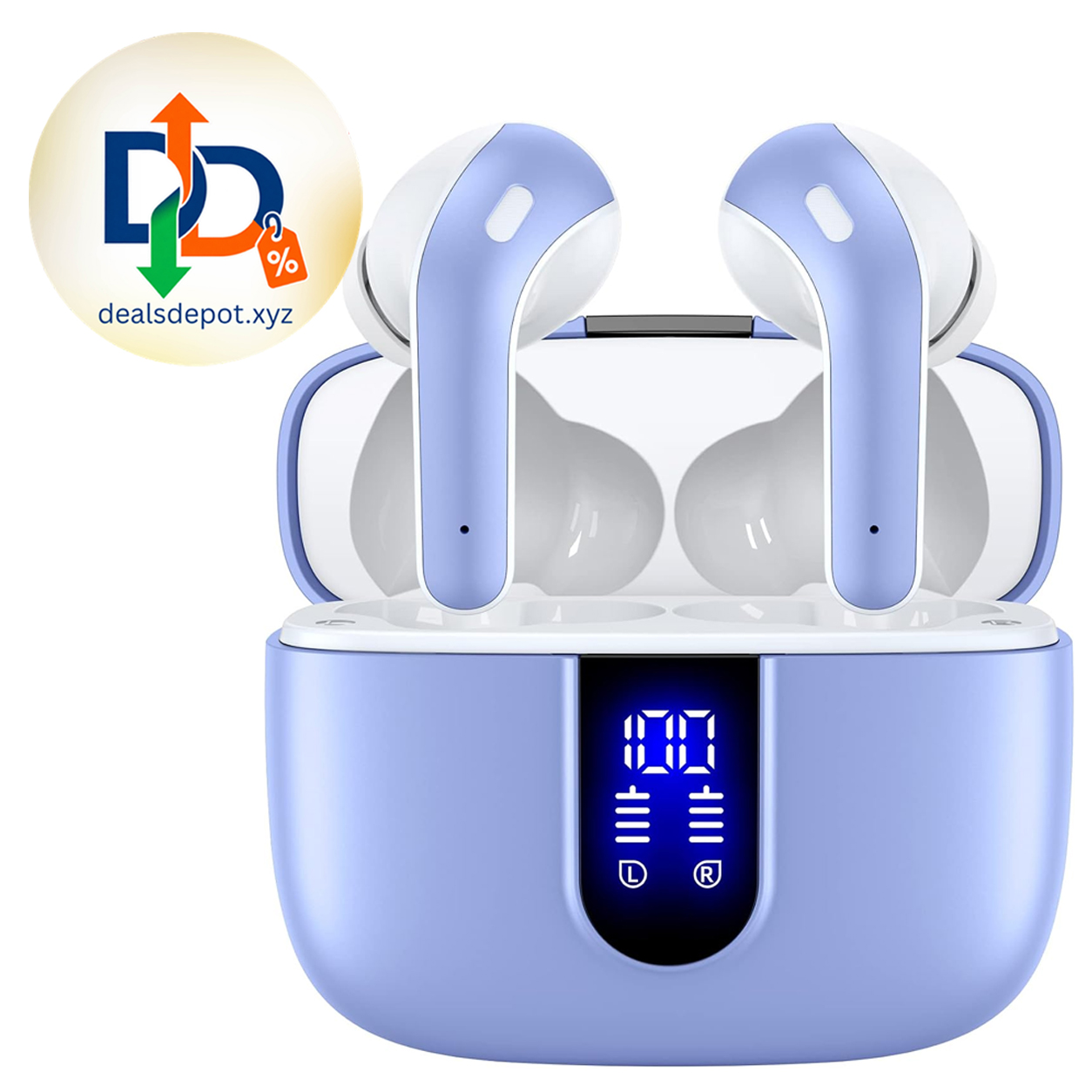 TAGRY Bluetooth Headphones True Wireless Earbuds 60H Playback LED Power Display Earphones with Wireless Charging Case IPX5 Waterproof in-Ear Ear buds with Mic for TV Smart Phone Laptop Computer Sports