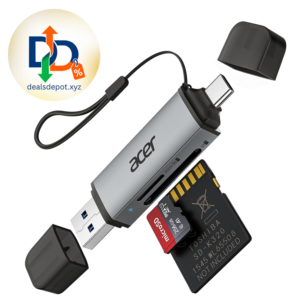 Acer SD Card Reader USB C, Dual Slots USB Type C to Micro SD Card Adapter Memory Card Reader for MicroSD, SDHC, SDXC, Compatible with Laptop, PC, iPhone16/15, MacBook Pro/Air, iPad Pro, Android