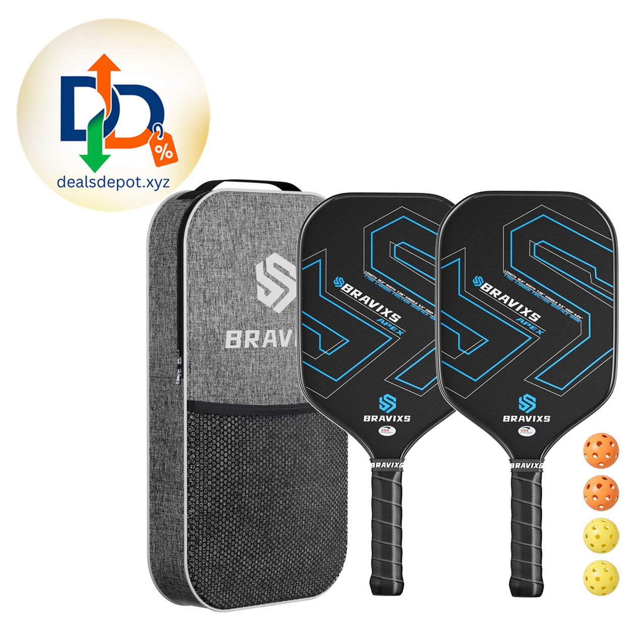 Pickleball Paddles Set of 2 USAPA Approved T700 Raw Carbon Fiber Pickleball Paddle, Friction Surface Pickleball Rackets with 4 Balls 1 Pickleball Bag, Pickle Ball Paddle Set for Men and Women