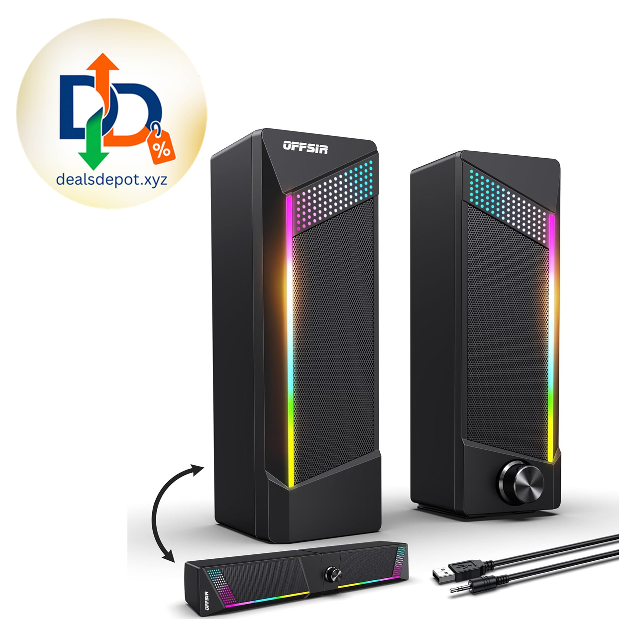 RGB Computer Gaming Speakers – 2 Pack