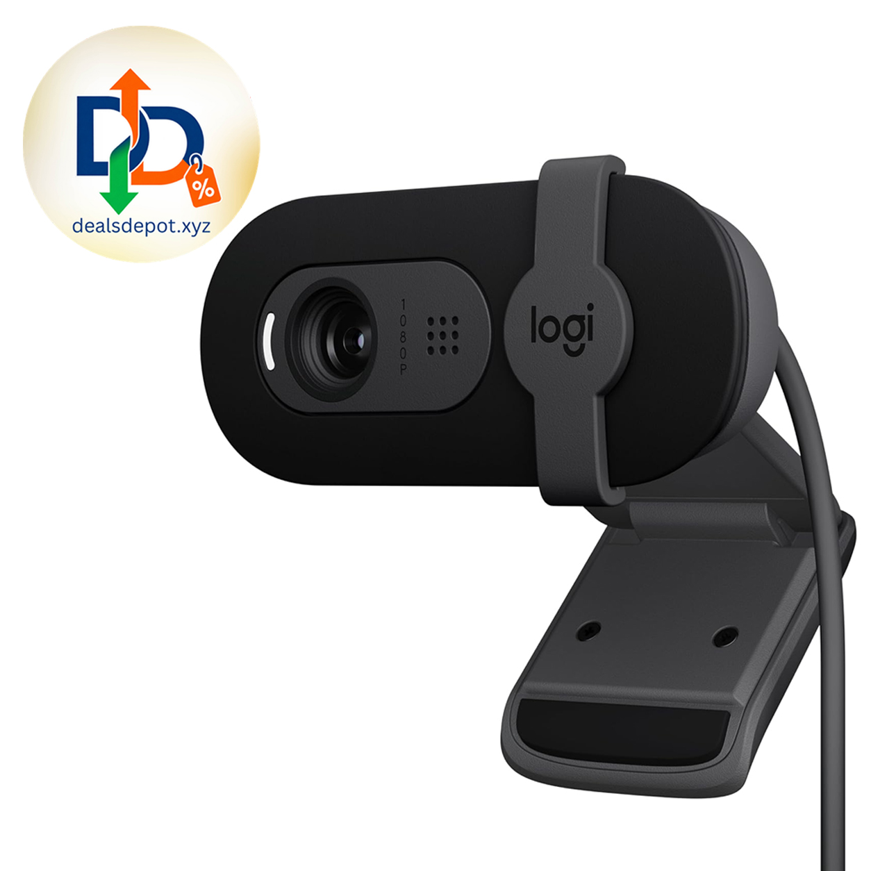 Logitech Brio 101 Full HD 1080p Webcam for Streaming and Meetings - Black 1080p with auto-light correction, built-in mic, privacy shutter, USB-A, compatible with Teams, Google Meet, Zoom and more
